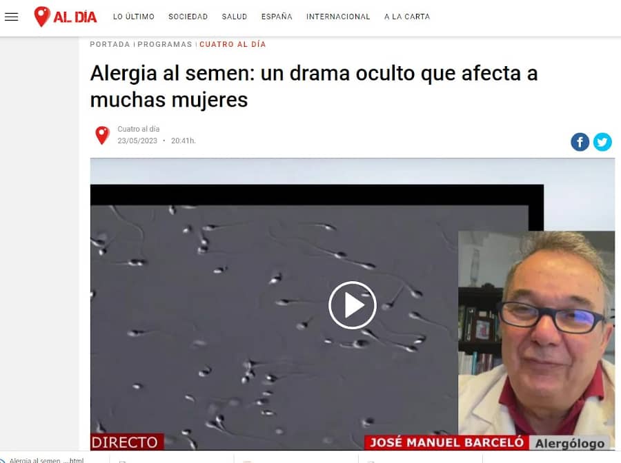 Alergia al semen Doctor Barcelo Malaga Cuatro TV Entrevista en la web